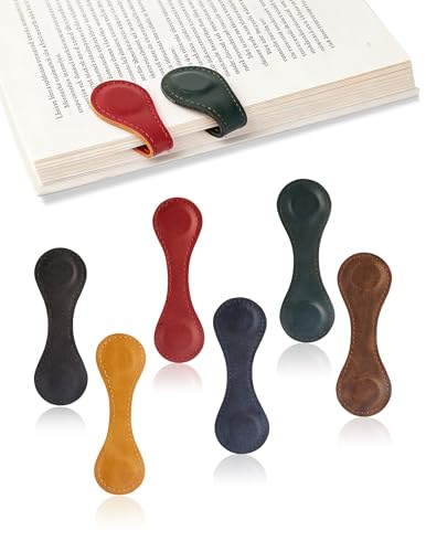 6 PCS Magnetic Leather Bookmarks for Men Women Book Lovers