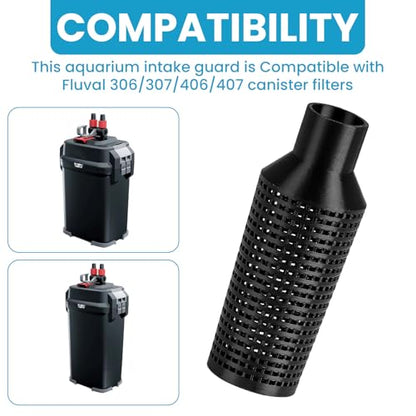 ETZ Aquarium Filter Intake Guard for Fluval 306 307 406 407 | Shrimp & Fry Safe, Canister Strainer, Protects Aquatic Life, Mesh Cover, Fine Screen, Fits 400 Series, Easy Cleaning
