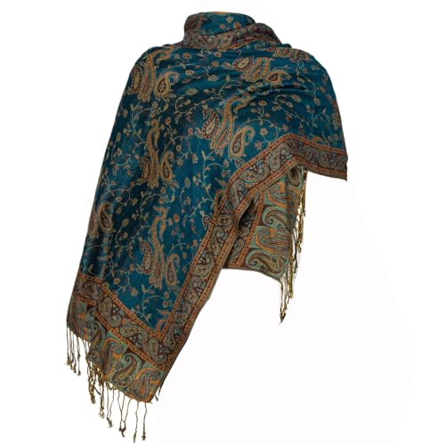 TUSHUSTY Pashmina Feel Shawls Wraps Rave Scarf for Women Soft Silky Reversible Men Scarves Hijab - color: Dark Green