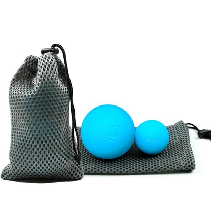 Dual-Sized Massage Ball Set – Premium Lacrosse Ball for Myofascial Release, Yoga Therapy & Trigger Point Massage Ball for Muscle Knots and Deep Tissue Pressure – Light Blue