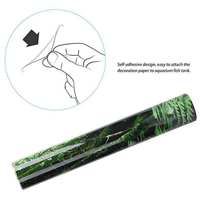 PVC Reptile Box Rainforest Background Poster Fish Tank Wall Picture Painting Decoration Self Adhesive Sticker HD Image Non Easy to Apply for Aquarium or Reptile (61 * 41cm) - size: 61*41cm