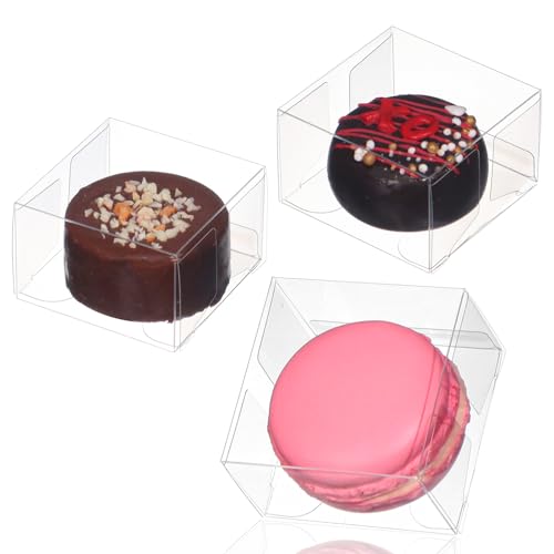 TEMLQPACK 50Pack 2.17x2.17x1.38 Inch Single Boxes for Chocolate Covered Oreos, Macarons,Brownie, S'Mores, Candy. Small Gift Boxes for Wedding, Bridal Shower, Birthday Party Favors