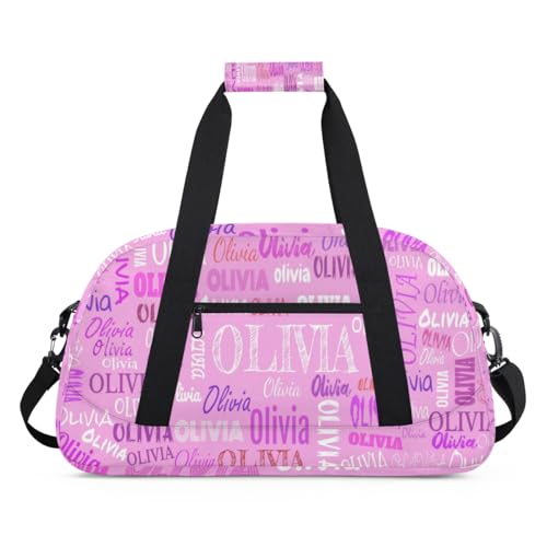 Custom Dance Ballet Duffle for Girls Pink, Personalized With Name - Overnight, Toddler, Gym Bag for Travel, Weekend, Sleepover - color: Color22