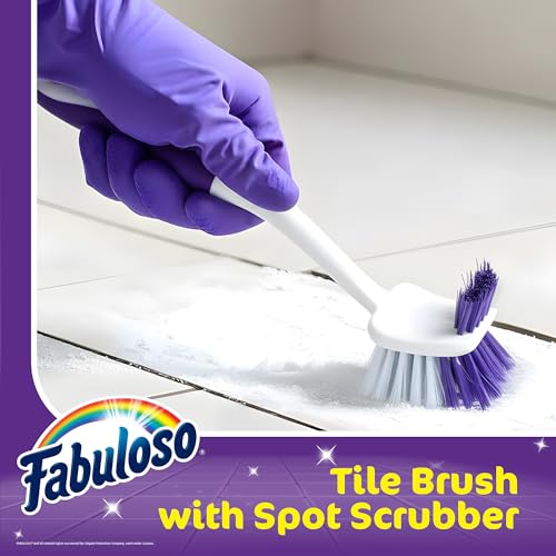Fabuloso Long Tile Brush with Spot Scrubber, White and Purple, 11 Inch - size: Tile Brush w/ Spot Scrubber