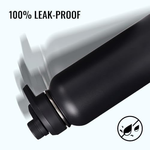 Fijinhom Insulated Water Bottle with Handle, 304 Stainless Steel Water Bottles with Wide Mouth, Double Wall Vacuum Sports Water Bottle, BPA Free, Keep Cold and Hot, 32 Ounces Black - color: Black, size: 32 Ounces