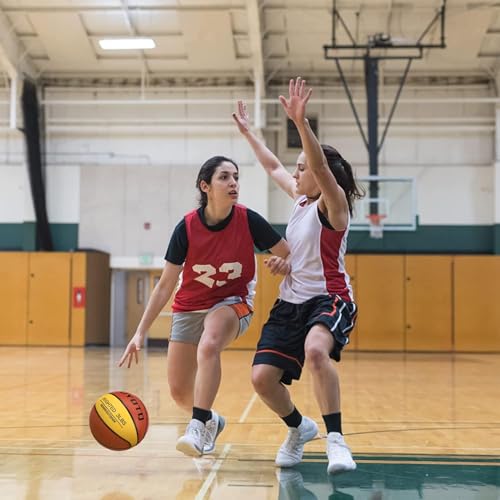 KUYOTQ 3LBS/3.3LBS/2.2LBS Weighted Heavy Training Basketball 29.5/28.5" in and Outdoor Improving Handling Dribbling Passing Rebounding Skill Composite Size 7/6 Weighted Training Basketball Equipment - color: Brown+Yellow, size: size 3