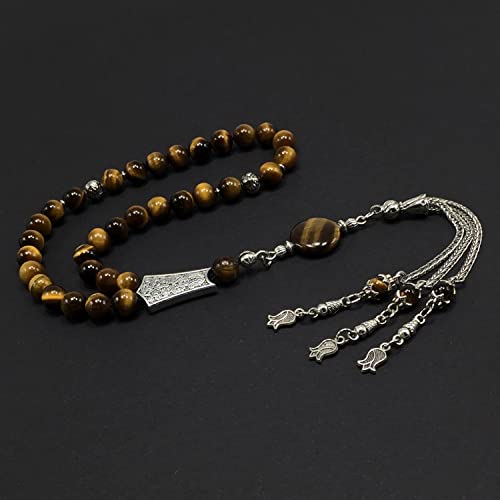 Design -Tiger Eye Stone Series Worry Beads - Prayer Beads (8 mm-33 Beads) Tesbih-Tasbih-Tasbeeh-Misbaha-Masbaha-Subha-Sebha-Sibha-Rosary (Gentle Men Model, 8mm 33 Beads) - color: Gentle Men Model, 8mm 33 beads