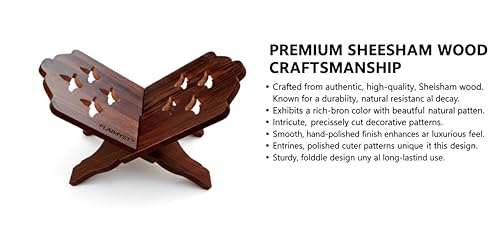 Holy Book Stand Wooden | Holy Book Stand Reading for Rehal, Quran, Bible, Bhagwat, Gita, Ramayana & Guru Granth Sahib, (13 Inche Brown)