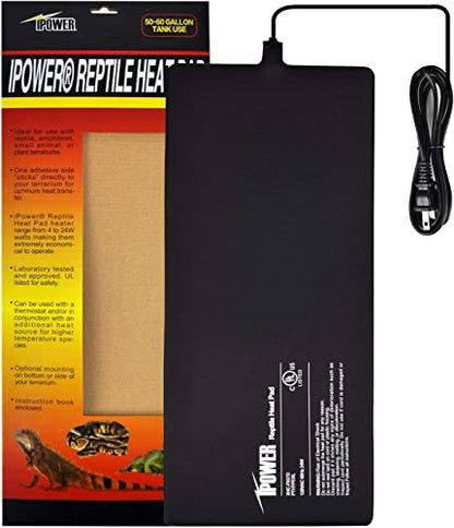 iPower 8 by 18-Inch 24W Reptile Heat Mat, Under Tank Warmer Terrarium Heat Pad for Turtles Lizards Frogs and Other Small Animals, Multi Sizes - size: 8" x 18", style: Heat Pad