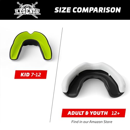 Legenda Sports Mouthguard for Kids (w/Case), Professional Mouthguard for Boxing, MMA, Karate, Football, BJJ, Martial Arts, Rugby, Lacrosse, Hockey (Black-Green) - color: Black-green