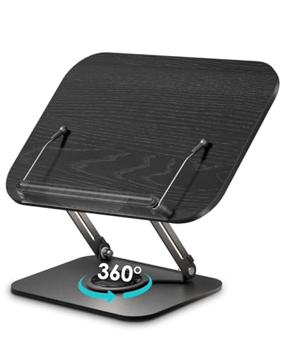 Viozon Book Stand for Reading,Book Holder, Height&Angle Adjustable, 360° Rotating Base, Foldable and Portable, Lightweight for Office, Kitchen, School Textbook, Recipe, Magazine,Kindle,Table B