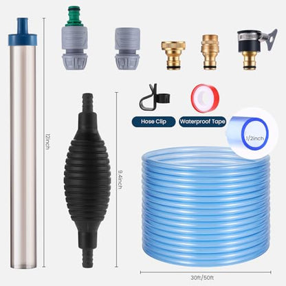 Fish Tank Vacuum Gravel Cleaner Gravel Vacuum for Aquarium 30 Feet | Siphon Aquarium Water Changer for Fish Tank with Four Faucet Adapter and Long Hose - size: 30FT