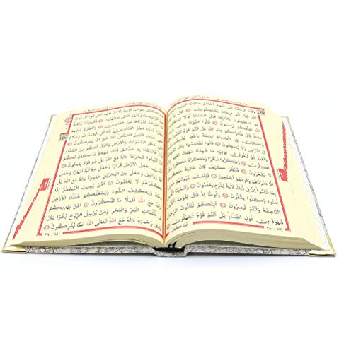 Modefa Islamic Turkish Holy Quran in Arabic with Keepsake Velvet Gift Case & Prayer Beads (Grey) - color: Grey