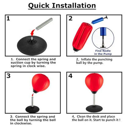 Stress Buster Desktop Punching Bag - Suctions to Your Desk, Raipoment Heavy Duty Stress Relief Ball, Funny Gifts for Boss or Coworker, Easter - size: Red