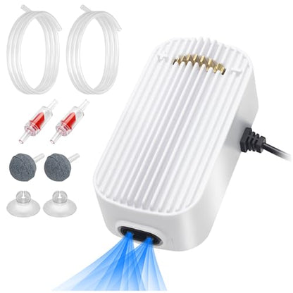 Quiet Aquarium Air Pump 5W Fish Tank Oxygen Aerator Pump with Air Stone Airline Tubing Check Valve Aquarium Bubbler for 70-160 Gallon Fish Tanks - size: 5W