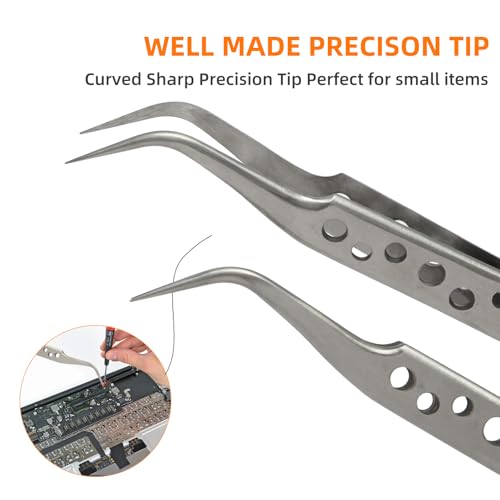 FEITA Precision Tweezer Set - Tweezers for Crafts, Jewelry, Lash Extensions, Electronics & Hobby Tools - color: Silver Tweezers - 5pcs