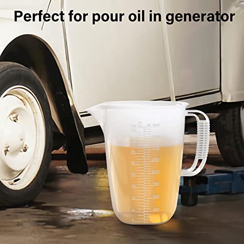 1 Gallon Measuring Pitcher, 134oz Extra Large Measure Pitcher-Convenient Conversion Chart-Strong Handle, Heat Resistant Plastic 1 Gallon Measuring Container for Pool Chemicals,Motor Oil, Lawn and Cook - color: 134Oz/4L/009