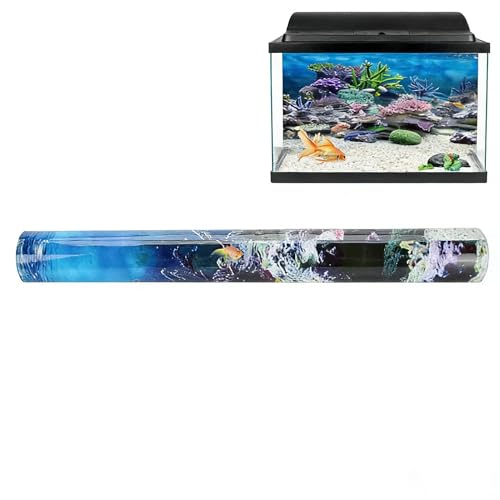 Underwater Aquarium Background Poster, Adhesive PVC Wall Decor, 29.9x11.8 Inch Fish Tank Backdrop for Home Office - size: 76*30cm