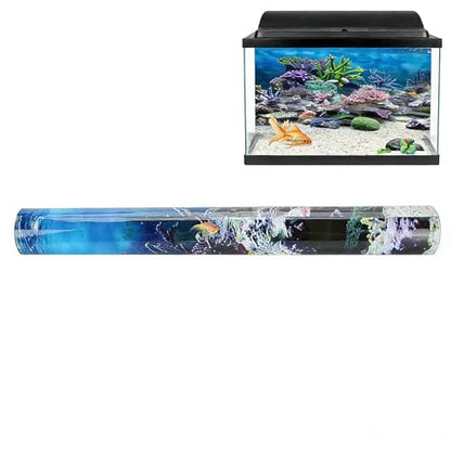 Underwater Aquarium Background Poster, Adhesive PVC Wall Decor, 29.9x11.8 Inch Fish Tank Backdrop for Home Office - size: 76*30cm