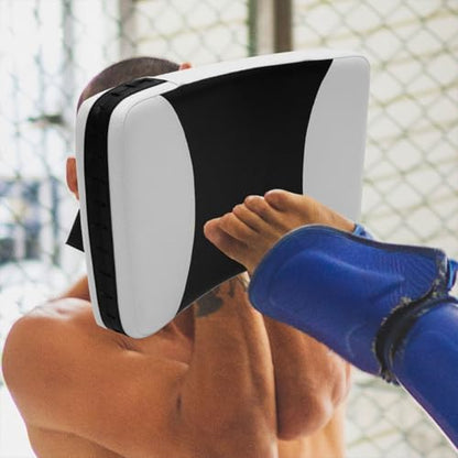 SOLUSTRE Taekwondo Kick Pad Martial Arts Sparring Target Compact Black White Curved Handheld Kicking Shield for Training Equipment