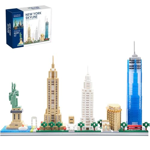 New York Skyline Architecture Micro Mini Building Block Set 3452 Pcs Famous USA City Landmark Model Kit for Adults Teens Home Office Desk Decor Display Gift - style: New York Skyline