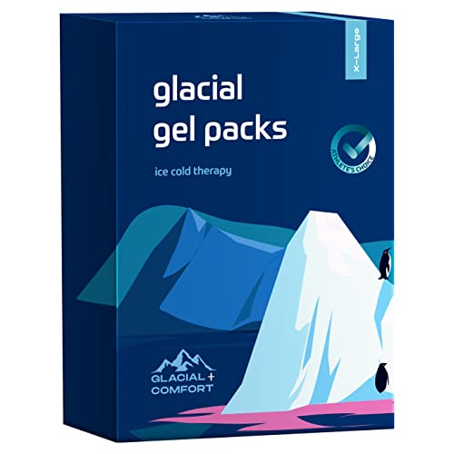 Glacial Comfort Gel Ice Pack for Back Pain - (21''x13'') Reusable Cold Pads Hip, Knee, Shoulder Injuries, Muscle Strains, Migraine & Postpartum Recovery with Flex Technology Compression Pad, Blue - size: X-Large (21" x 13")