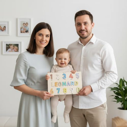 Personalized Wooden Name Puzzle for Kids Personalized Baby Name Puzzle for Toddlers Personalized Baby Gifts First Birthday Gift Wooden Puzzles Custom Toddler Learning - Set 1 - style: Numbers - 10 Figures