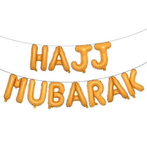 HAJJ MUBARAK Party Balloon for Festival Gathering Decorations Eid Mubarak Party Supplies Decorations (HAJJ MUBARAK Orange) - color: Hajj Mubarak Orange