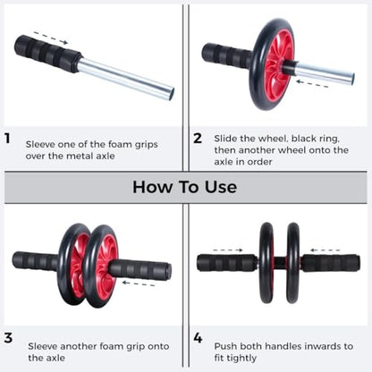 Complete 4-in-1 Ab Wheel Roller Kit with Push-Up, Knee Pads & Core Sliders - Home Workout Solution for Men and Women