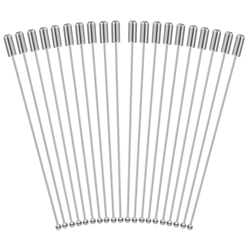 Qianyu 20 Pcs Brooch Pin Stick for Jewelry Making Silver Boutonniere Brooch Long Needle Lapel Hat Pins Round Ball Metal Safety Stick Pins Accessories for DIY Costume Suit Tie Scarf Badge Craft