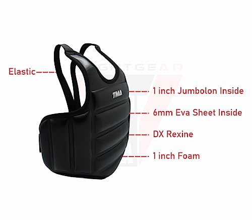 TMA Kids Boxing Belly Pad Chest Guard MMA Body Protector Martial Arts Rib Shield Armour Taekwondo Training (10 to 15 Year Old)