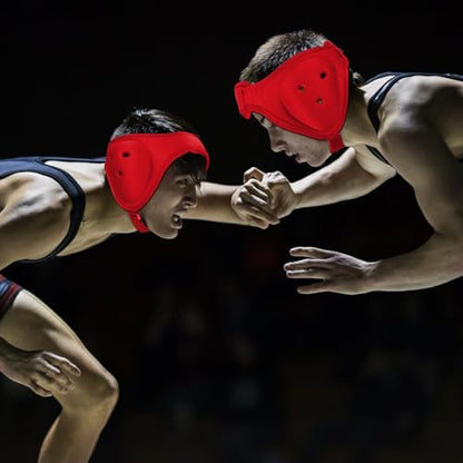 Tellegloww Wrestling Headgear for Kids Youth Soft Grappling Headgear Adjustable Wrestling Ear Guard for Adults - color: Red, style: Classic Style