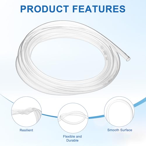 M METERXITY Vinyl Tubing 1/4" ID x 5/16" OD 10ft, Clear | Flexible Plastic Tube, with 2 Hose Ties, Lightweight Hybrid PVC Hose, for Water Gardening, Airline, Aquarium Tubing - size: 1/4" ID x 10ft