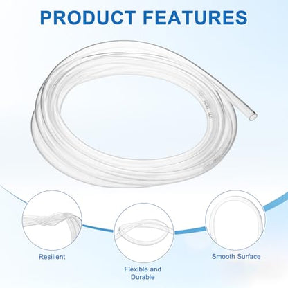 M METERXITY Vinyl Tubing 1/4" ID x 5/16" OD 10ft, Clear | Flexible Plastic Tube, with 2 Hose Ties, Lightweight Hybrid PVC Hose, for Water Gardening, Airline, Aquarium Tubing - size: 1/4" ID x 10ft