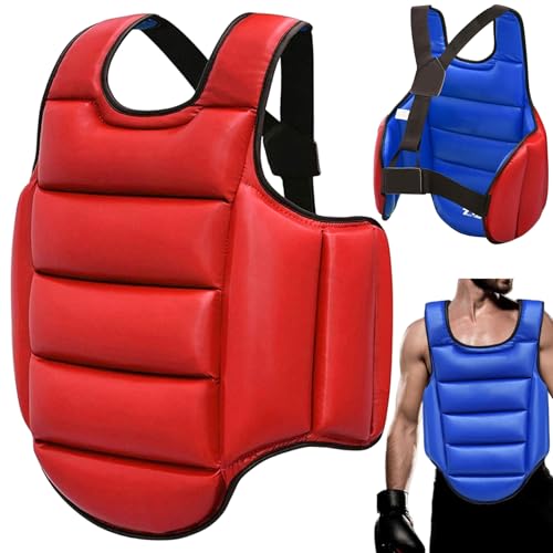 Boxing Body Protector, Reversible Chest Protector, Adjustable Taekwondo Sparring Gear, Sponge Boxing Training Equipment 160-180cm Equipment for Training Gear - color: Red & Blue