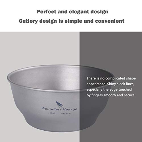 Boundless Voyage Ultralight Titanium Bowl Pan Plate Dish with Carry Bag Outdoor Camping Portable Tableware Cookware ((400ml Bowl)-Ti15163B) - color: (400ml Bowl)-Ti15163B