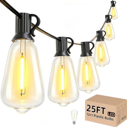 Svater Outdoor String Lights 25 FT, Patio Light Outside Waterproof 13 Bulbs - size: 25FT