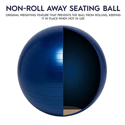 Bouncyband Balance Ball – Create Flexible Seating to Improve Focus at School, Office, or Home with This No-Roll Weighted Ball - color: Dark Blue, size: Small (Pack of 1)
