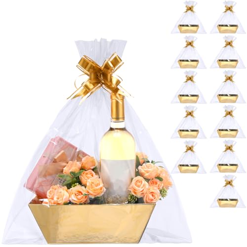 Thenshop 44 Pcs Empty Gift Basket Bulk,Basket Gifts, Gold, Solid - color: Gold, size: Solid