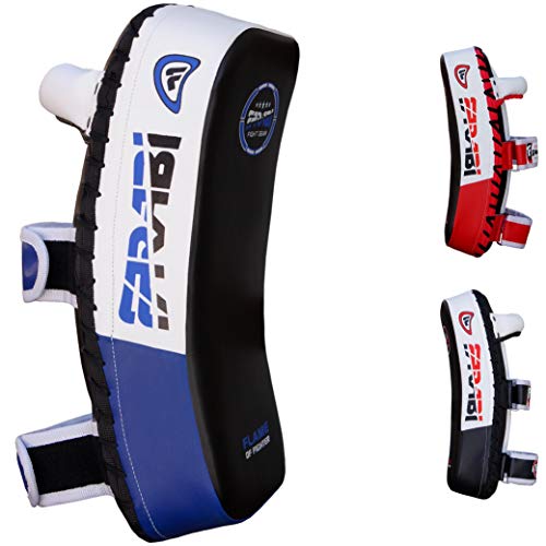 Farabi Thai Pads Kickboxing Muay Thai Training Strike Pads - color: White/Blue, size: Single