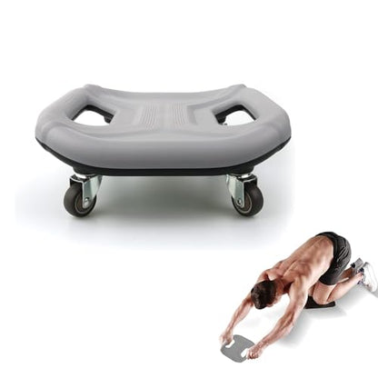 Core Coaster Abdominal Abs Training Machine Equipment, Ab Wheel Roller Exercise for Home Gym, Waist Strength Trainer with a Kneel Mat (Grey)