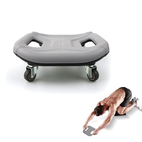 Core Coaster Abdominal Abs Training Machine Equipment, Ab Wheel Roller Exercise for Home Gym, Waist Strength Trainer with a Kneel Mat (Grey)