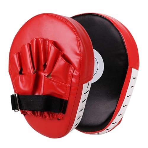 1PCS Boxing Focus Pads Mitts Training Gloves Punching Mitts Leather Kickboxing MMA Curved Arm Strike Shield Target Pads - color: Red