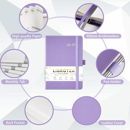 2026-2027 Planner - Academic Planner 2026-2027 Weekly Monthly Planner, July 2026 - June 2027, 5.7'' x 8.4'', Thick Paper, Leather Cover, Pen Holder, Back Pocket, Perfect Daily Organizer - Purple - color: Purple