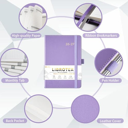 2026-2027 Planner - Academic Planner 2026-2027 Weekly Monthly Planner, July 2026 - June 2027, 5.7'' x 8.4'', Thick Paper, Leather Cover, Pen Holder, Back Pocket, Perfect Daily Organizer - Purple - color: Purple