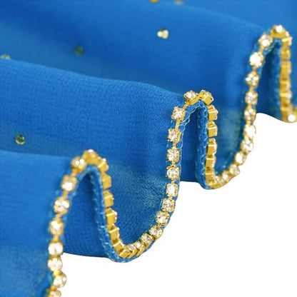 Hijab Scarf for Women Soft Chiffon Rhinestone Long Scarf Shawl Fashion Muslim Hijab Head Wrap Scarves - color: Sky Blue