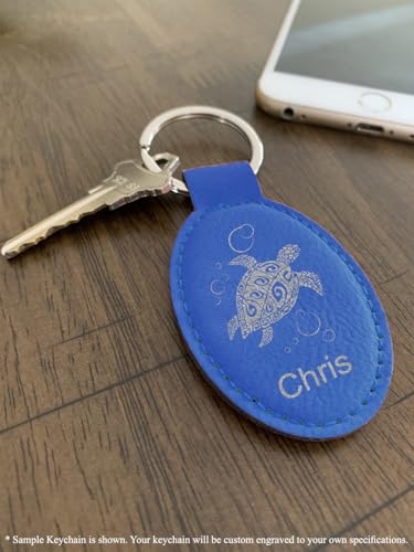 LaserGram Oval Keychain, Allah 1, Personalized Engraving Included (Dark Blue) - color: Dark Blue