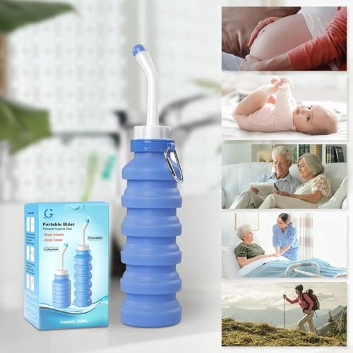 550ML Portable Foldable Bidet Bottle, Blue– Travel-Friendly, Leak-Proof, Personal Hygiene Bidet for Home, Office, Outdoor & Postpartum Care