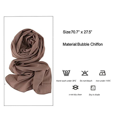 Yeieeo Chiffon Head Wraps for Women - Solid Color Fashion Bubble Chiffon Scarf Hijab - color: Khaki