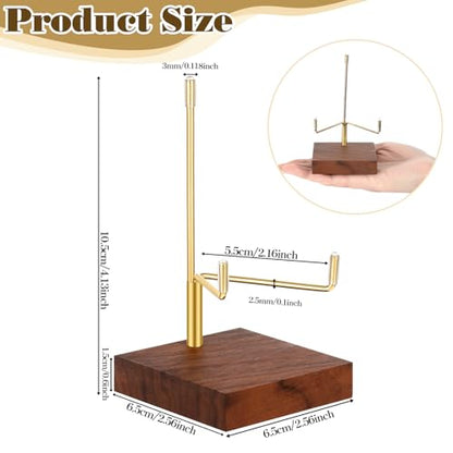 Xthrotsenk Walnut Wood Display Stand with Adjustable Metal Arms Small Display Easel Holder Crystal Displays Stand for Displaying Geodes Seashell Fossil Coral Crystal Rock (2.5"x2.5"x3.2") - size: 2.5 Inch